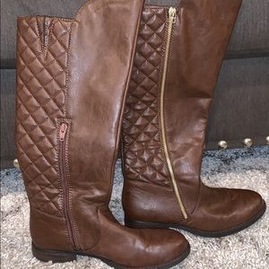 Brown knee high boots